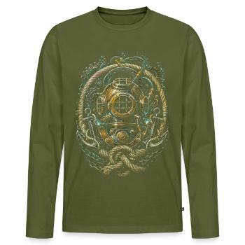 Berufstaucher Industrietaucher - Männer Premium Bio Langarmshirt - Khaki - Vorne - Nico (187cm)