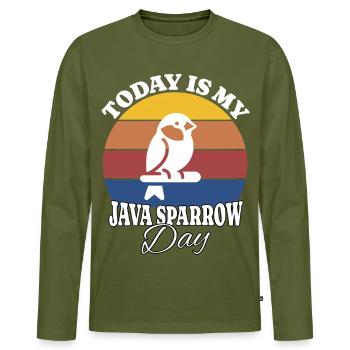 Reisamadine Java Sparrow - Men's Premium Organic Long Sleeve Shirt - khaki - Front - Nico (187cm)