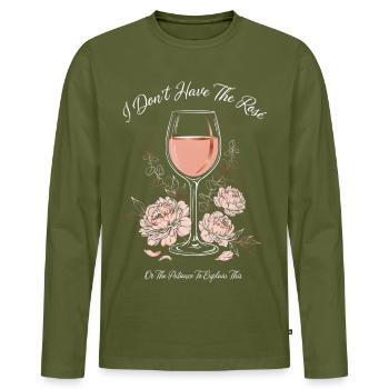 Je n’ai pas le verre rose - T-shirt manches longues Premium bio Homme - kaki - Devant - Nico (187cm)