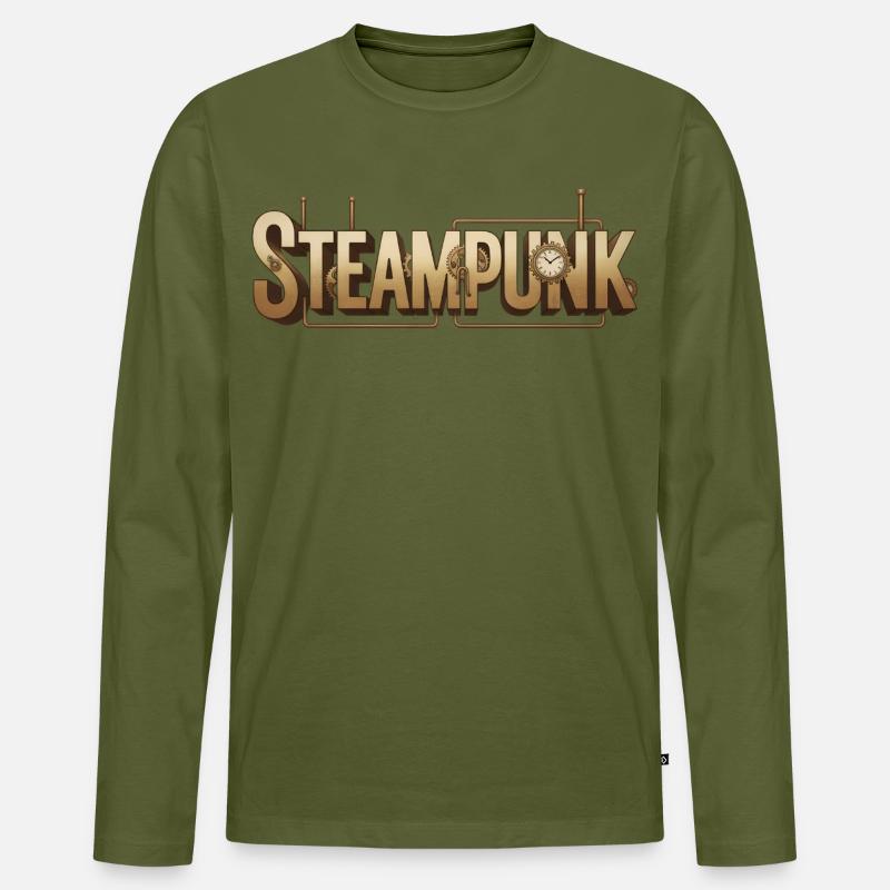 Steampunk - Männer Premium Bio Langarmshirt - Khaki