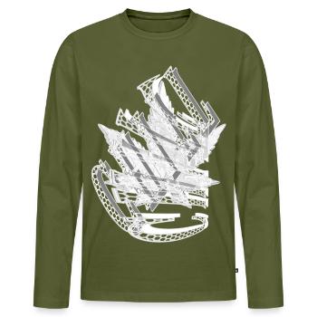 CHILL Hemp Leaf - Men's Premium Organic Long Sleeve Shirt - khaki - Front - Nico (187cm)