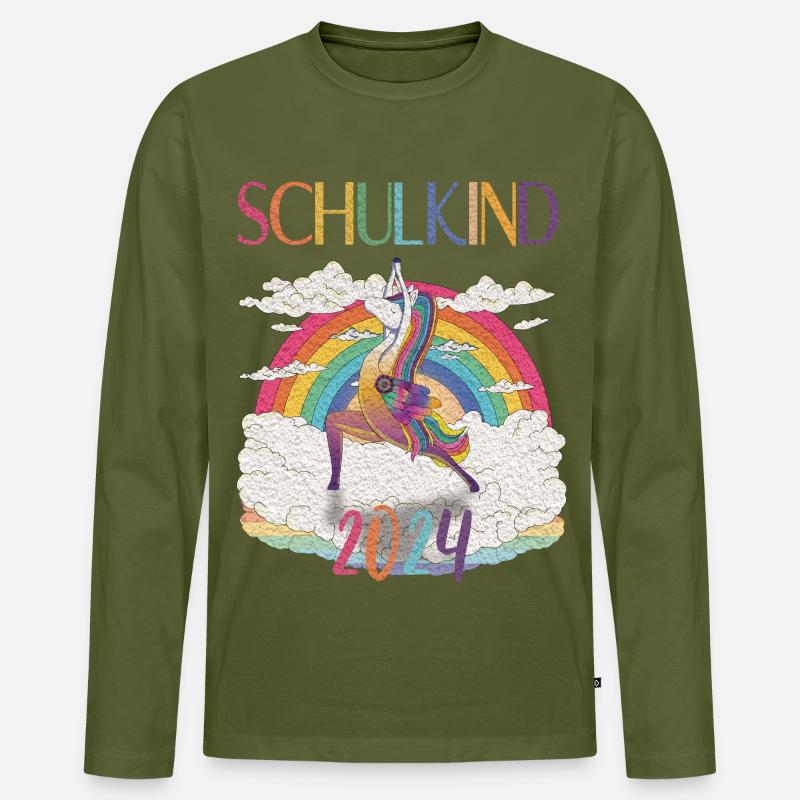 Schulkind 2024 - Next Level - Männer Premium Bio Langarmshirt - Khaki