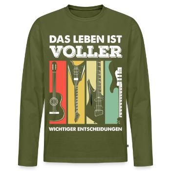 Lustiges Musiker - Männer Premium Bio Langarmshirt - Khaki - Vorne - Nico (187cm)