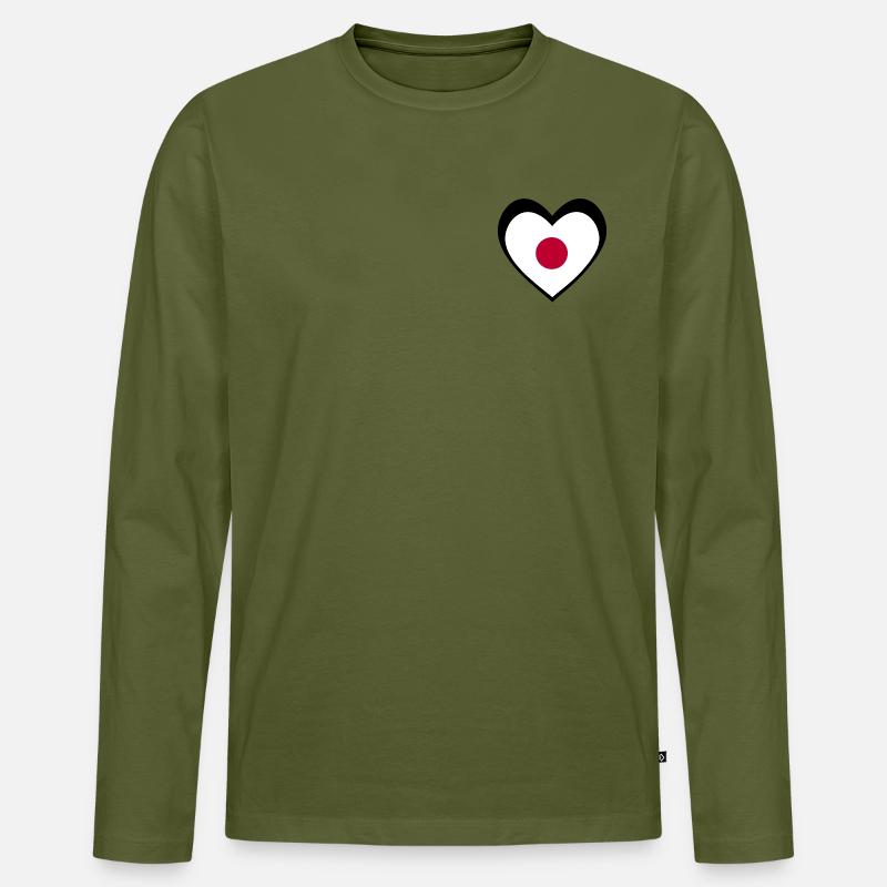 日本 ブラックハート – 日本への愛 - Männer Premium Bio Langarmshirt - Khaki