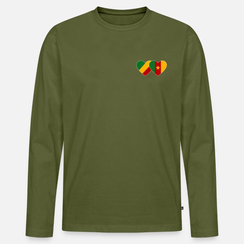 Kongo Kamerun Flagge - Männer Premium Bio Langarmshirt - Khaki