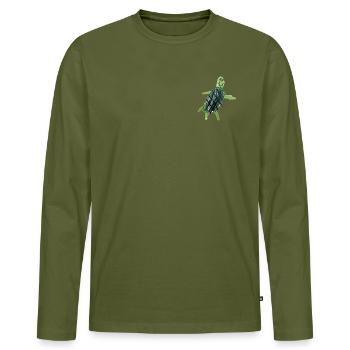 Schildkröte Wachsmalstift - Männer Premium Bio Langarmshirt - Khaki - Vorne - Nico (187cm)