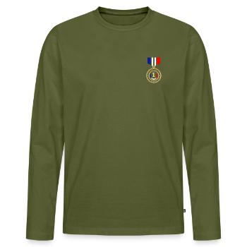 Red White Blue Medal - Men's Premium Organic Long Sleeve Shirt - khaki - Front - Nico (187cm)