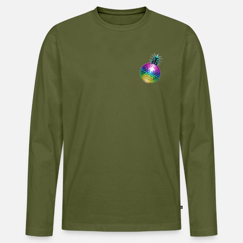 Ananas Disco - Männer Premium Bio Langarmshirt - Khaki