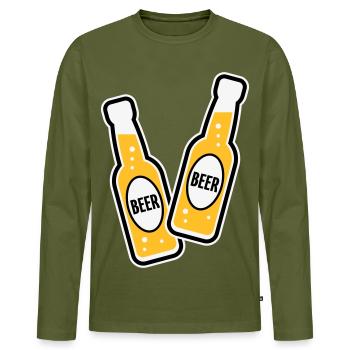 2 Grillage des bouteilles de bière (Beery / POS 3C) - T-shirt manches longues Premium bio Homme - kaki - Devant - Nico (187cm)