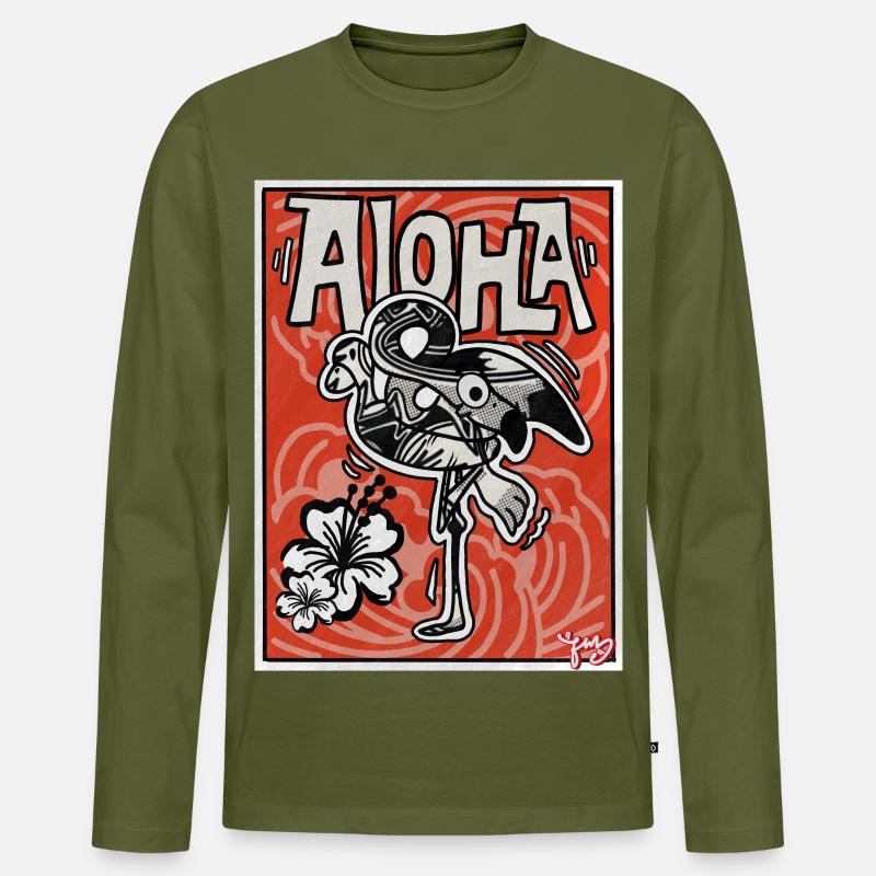 ALOHA - Männer Premium Bio Langarmshirt - Khaki