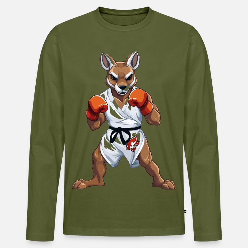 Känguru Karate Kämpfer - Männer Premium Bio Langarmshirt - Khaki