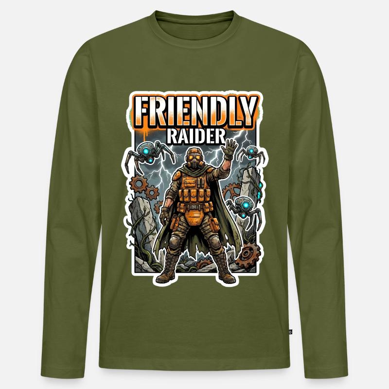 Friendly Raider  - Männer Premium Bio Langarmshirt - Khaki