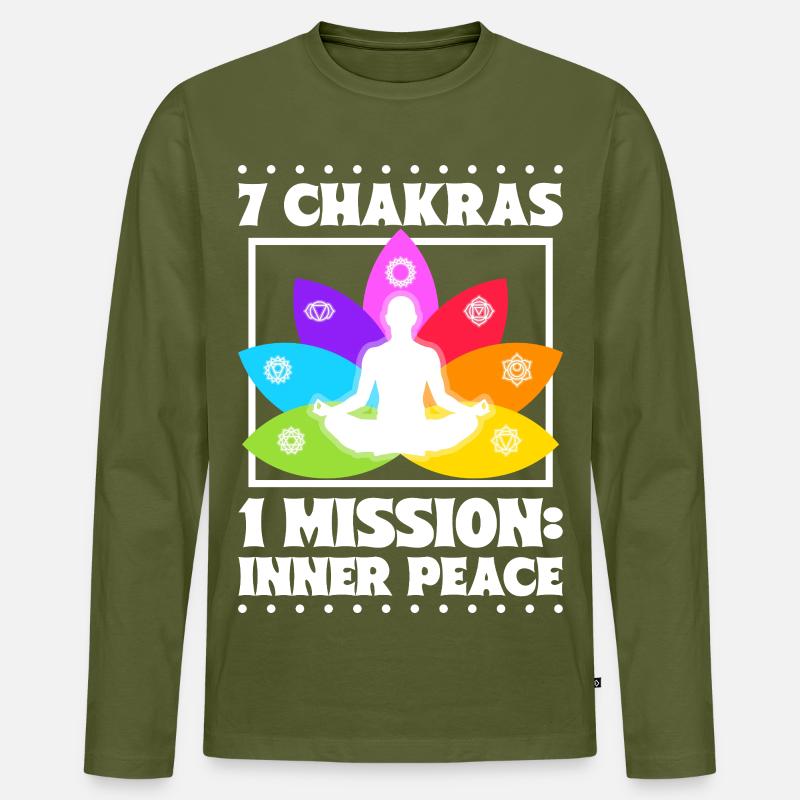 7 Chakren – Innerer Frieden - Männer Premium Bio Langarmshirt - Khaki