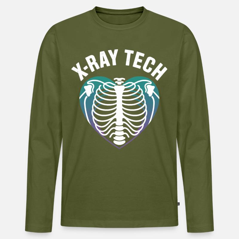 X-Ray Tech Herzröntgen Print - Männer Premium Bio Langarmshirt - Khaki
