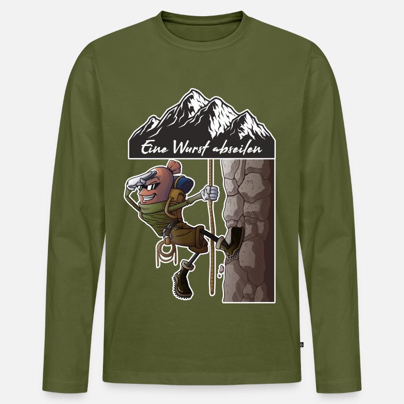 Eine Wurst abseilen - Männer Premium Bio Langarmshirt - Khaki