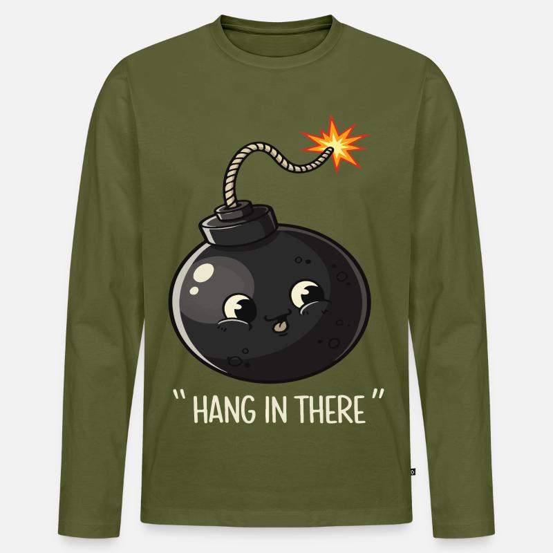 Kawaii Exploding Bomb Comic Design - Men's Premium Organic Long Sleeve Shirt - khaki