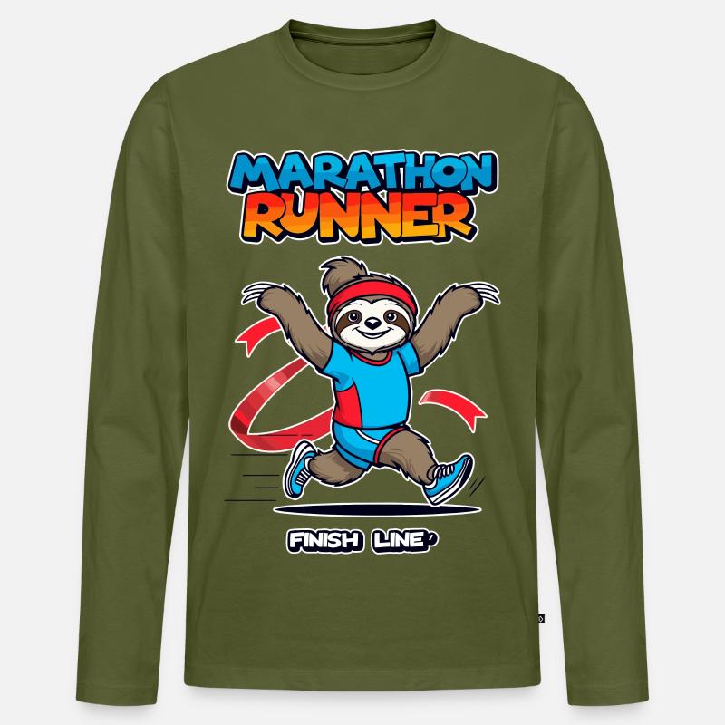 Faultier Marathonläufer - Männer Premium Bio Langarmshirt - Khaki