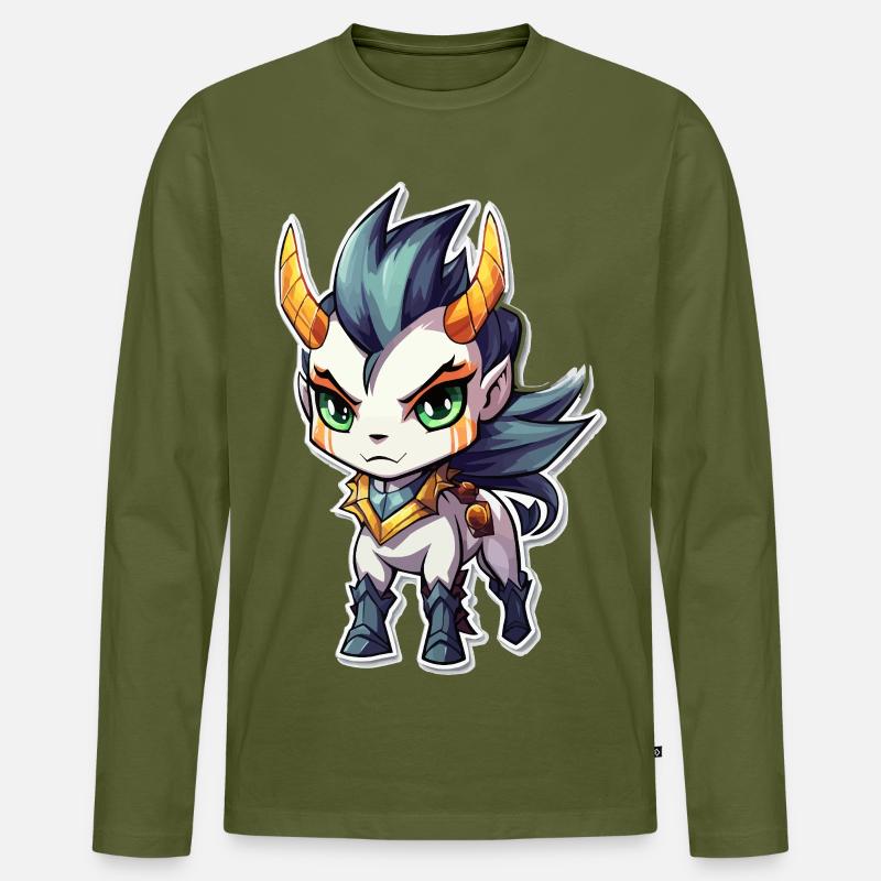 Chibi Dämonenpferd - Männer Premium Bio Langarmshirt - Khaki