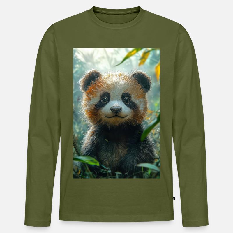 Illustration eines Pandas - Männer Premium Bio Langarmshirt - Khaki