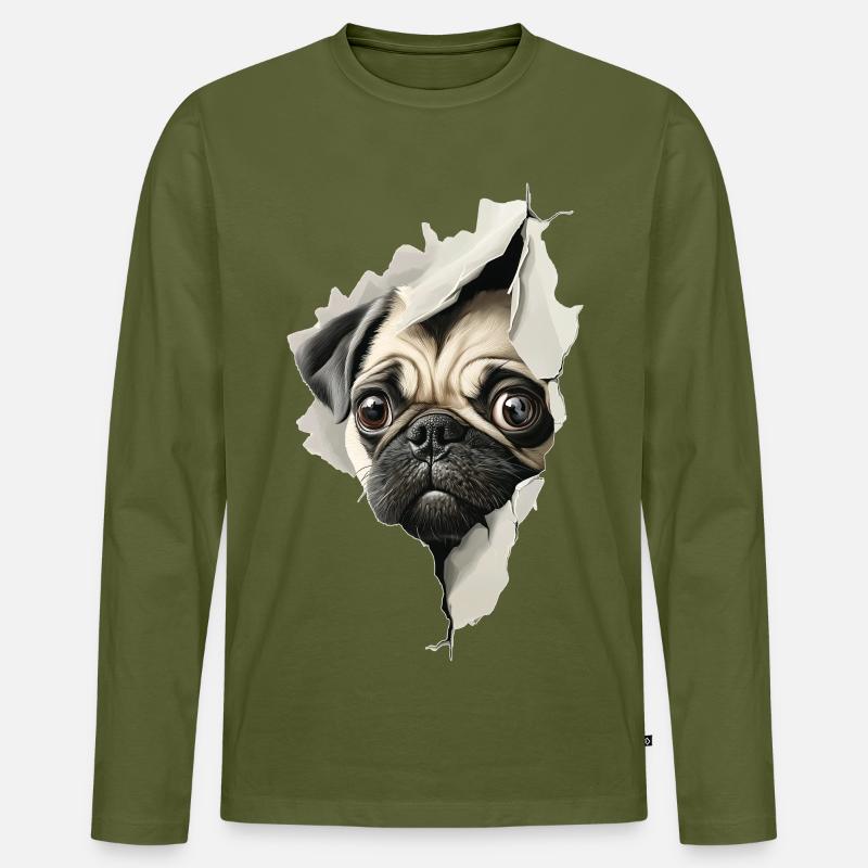 Mops - Männer Premium Bio Langarmshirt - Khaki