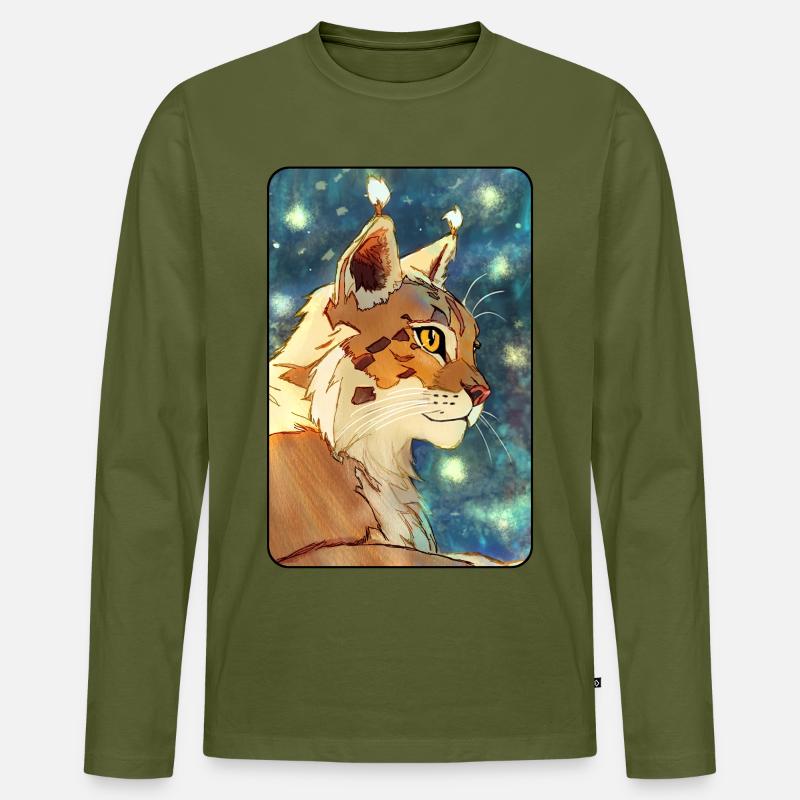 Luchs im Profil - Männer Premium Bio Langarmshirt - Khaki