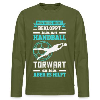 Handball Handballer Handball Trainer Fan Geschenk - Männer Premium Bio Langarmshirt - Khaki - Vorne - Nico (187cm)