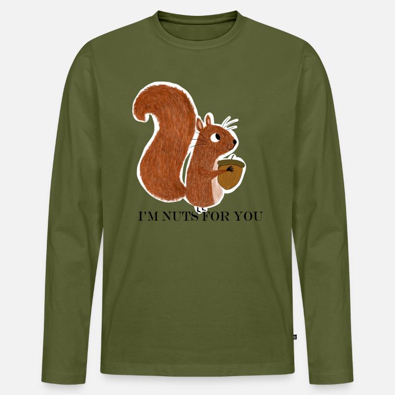 Eichhörnchen mit Eichel - Männer Premium Bio Langarmshirt - Khaki