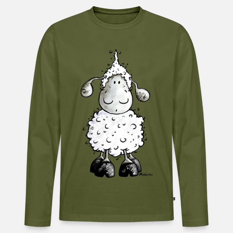 Mc Wolle Wollschaf Schaf - Männer Premium Bio Langarmshirt - Khaki