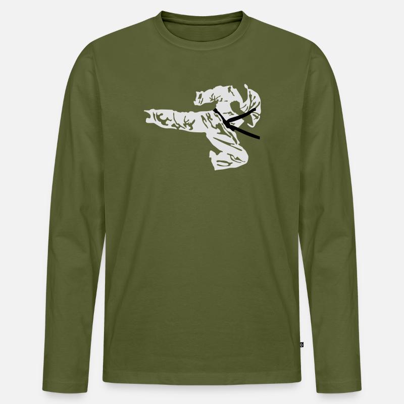 Karate - Männer Premium Bio Langarmshirt - Khaki