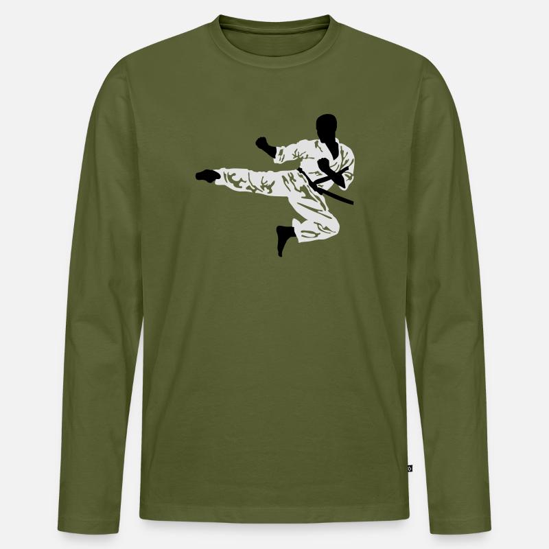 Karate - Männer Premium Bio Langarmshirt - Khaki