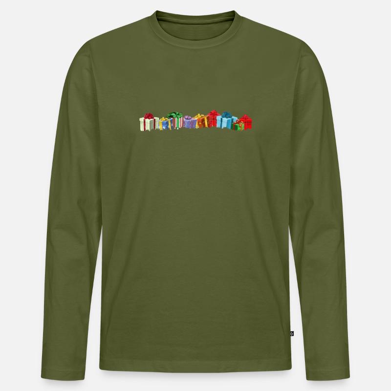 Bunte Geschenke Pakete - Männer Premium Bio Langarmshirt - Khaki