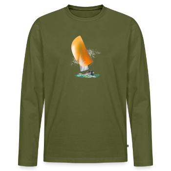 sailboat - Men's Premium Organic Long Sleeve Shirt - khaki - Front - Nico (187cm)