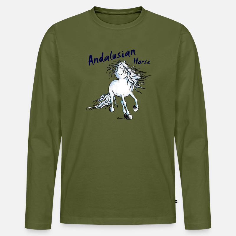 Pfiffiger Andalusier - Pferd - Männer Premium Bio Langarmshirt - Khaki