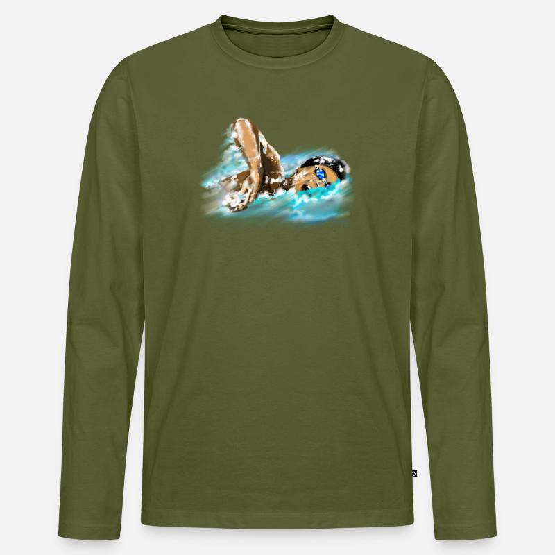 Schwimmer - Männer Premium Bio Langarmshirt - Khaki
