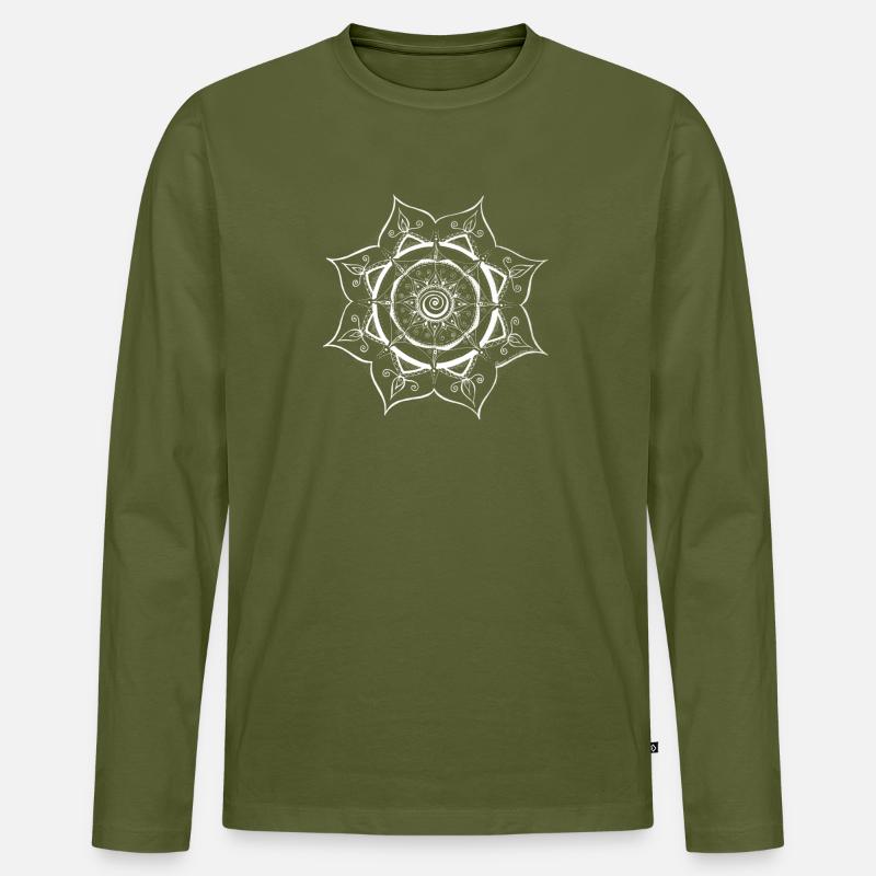 Mandala-Spinnennetz Design - Männer Premium Bio Langarmshirt - Khaki