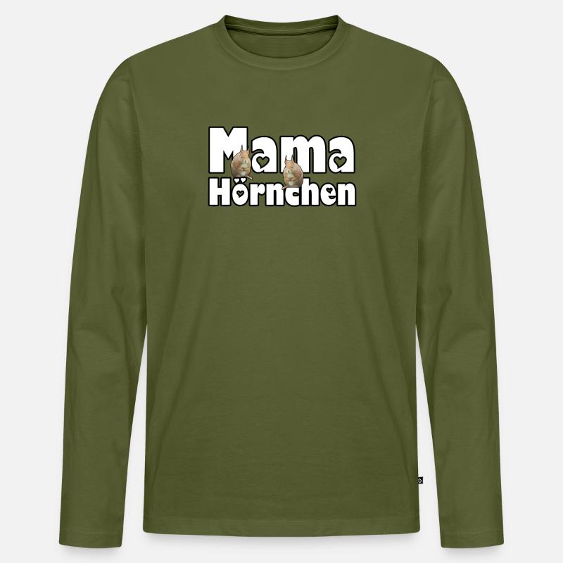 Mama Eichhörnchen Mutter Tier Muttertag Spruch - Männer Premium Bio Langarmshirt - Khaki