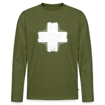 Suisse / Suisse / Croix Suisse - T-shirt manches longues Premium bio Homme - kaki - Devant - Nico (187cm)