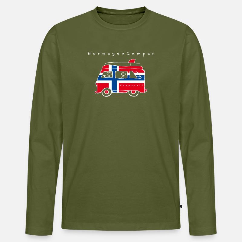 Norwegen Camper - Männer Premium Bio Langarmshirt - Khaki