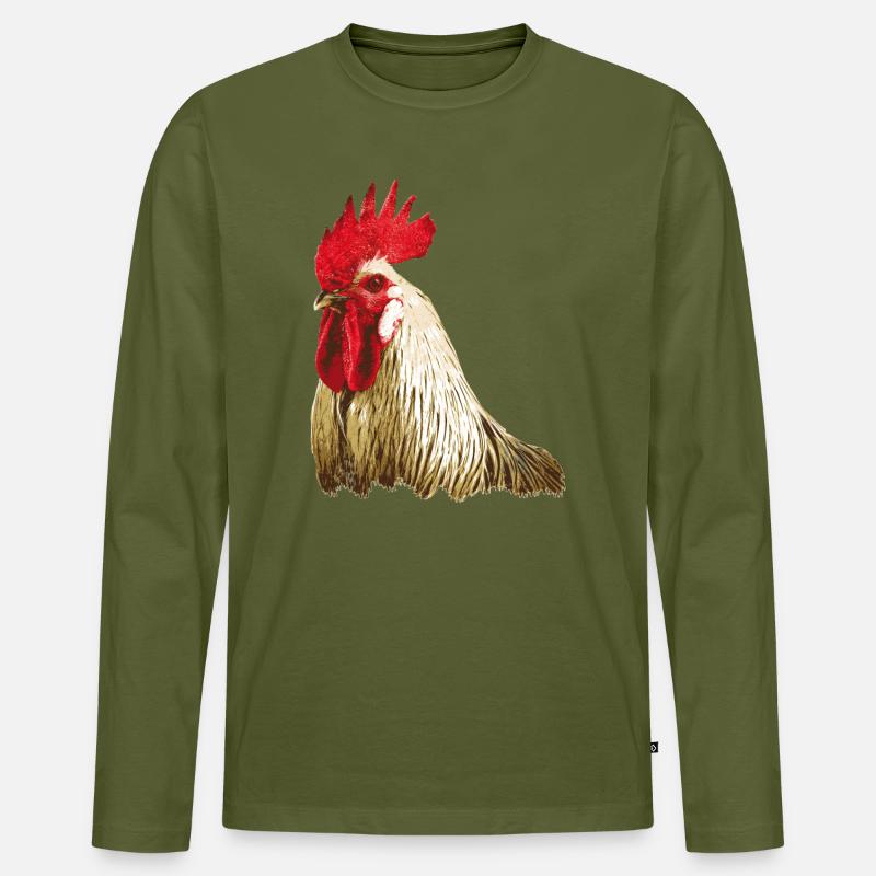 Hahn - Männer Premium Bio Langarmshirt - Khaki