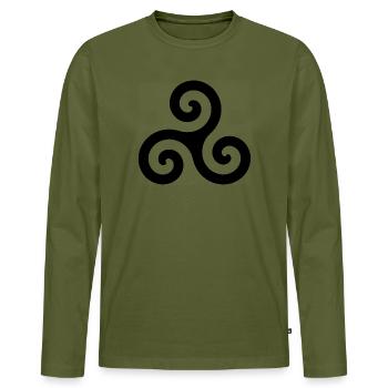 Triskell - Männer Premium Bio Langarmshirt - Khaki - Vorne - Nico (187cm)