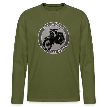 Blue haze is 2-stroke art - Men's Premium Organic Long Sleeve Shirt - khaki - Front - Nico (187cm)