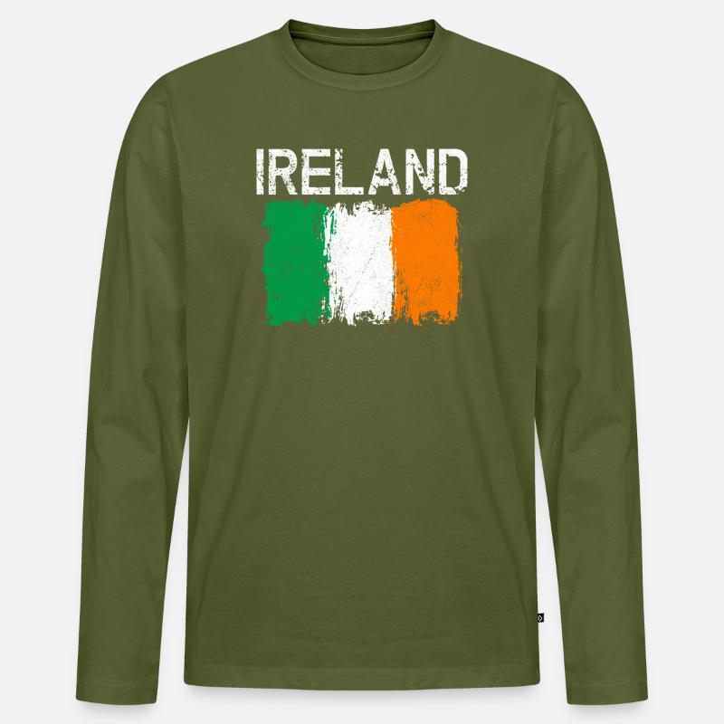 Grunge-Irland-Flaggendesign - Männer Premium Bio Langarmshirt - Khaki