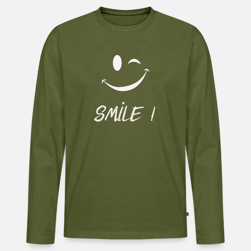 Smile - Männer Premium Bio Langarmshirt - Khaki