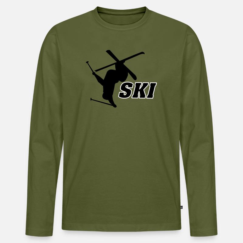 Ski - Männer Premium Bio Langarmshirt - Khaki