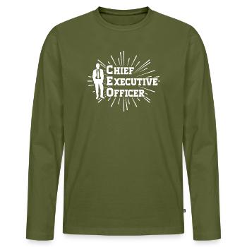 CEO - Chief Executive Officer - Männer Premium Bio Langarmshirt - Khaki - Vorne - Nico (187cm)