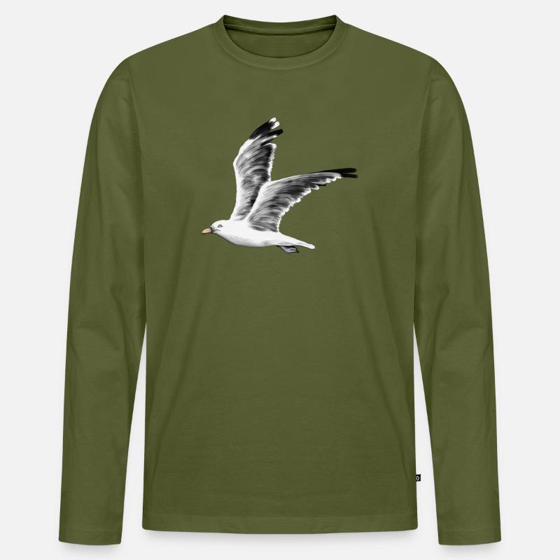 Möwe - Männer Premium Bio Langarmshirt - Khaki