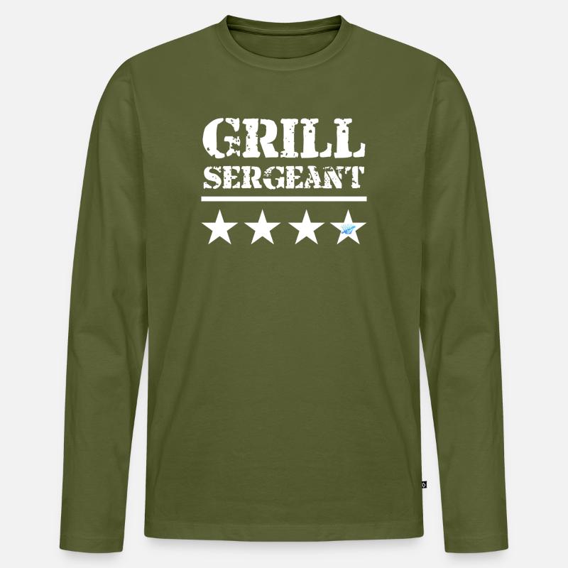 Grill Sergeant - BBQ King - Männer Premium Bio Langarmshirt - Khaki