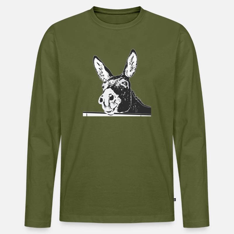 Esel - Männer Premium Bio Langarmshirt - Khaki