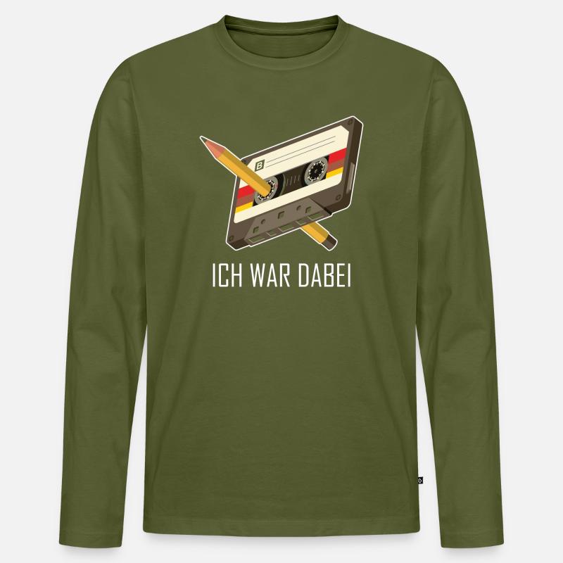 Kassette Bleistift 80er 90er Erinnerung Geschenk - Männer Premium Bio Langarmshirt - Khaki