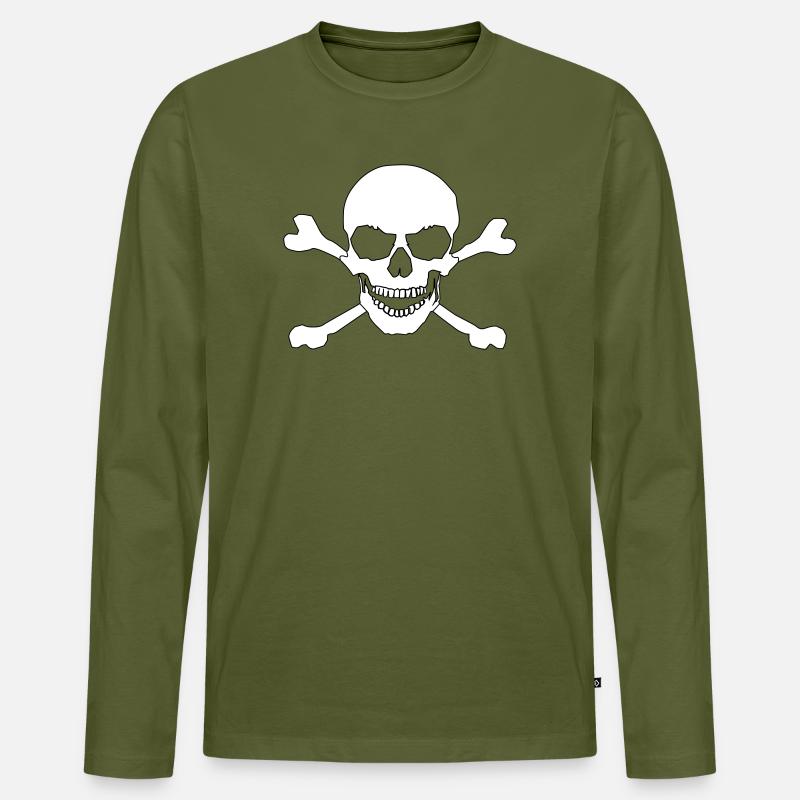 Skull and crossed bones - Männer Premium Bio Langarmshirt - Khaki